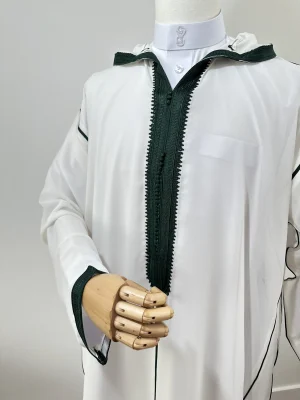 Marokkaanse djellaba SOUSSDI WIT met WIT