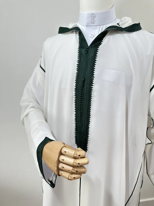Marokkaanse djellaba SOUSSDI WIT met WIT